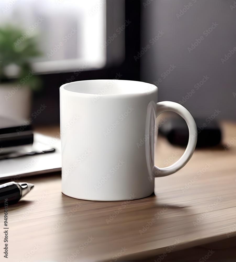 blank mug mockup on the desk table blank mug mockup on the desk table