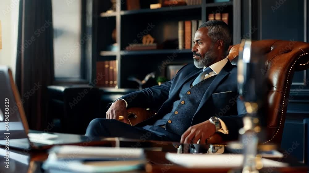 Confident ceo relaxing in a stylish leather office chair Confident ceo relaxing in a stylish leather office chair