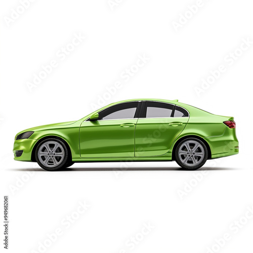 Concept car sports premium coupe. Plug-in hybrid. Technologies of eco-friendly transport. green car on white background.