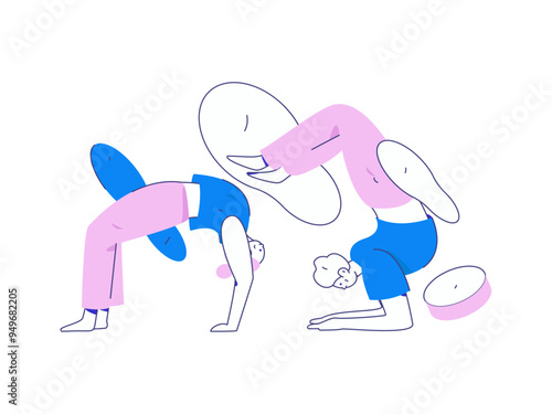 Practicing yoga, physical and mental health, flat vector character concept, operation hand drawn illustration
