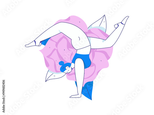 Practicing yoga, physical and mental health, flat vector character concept, operation hand drawn illustration
