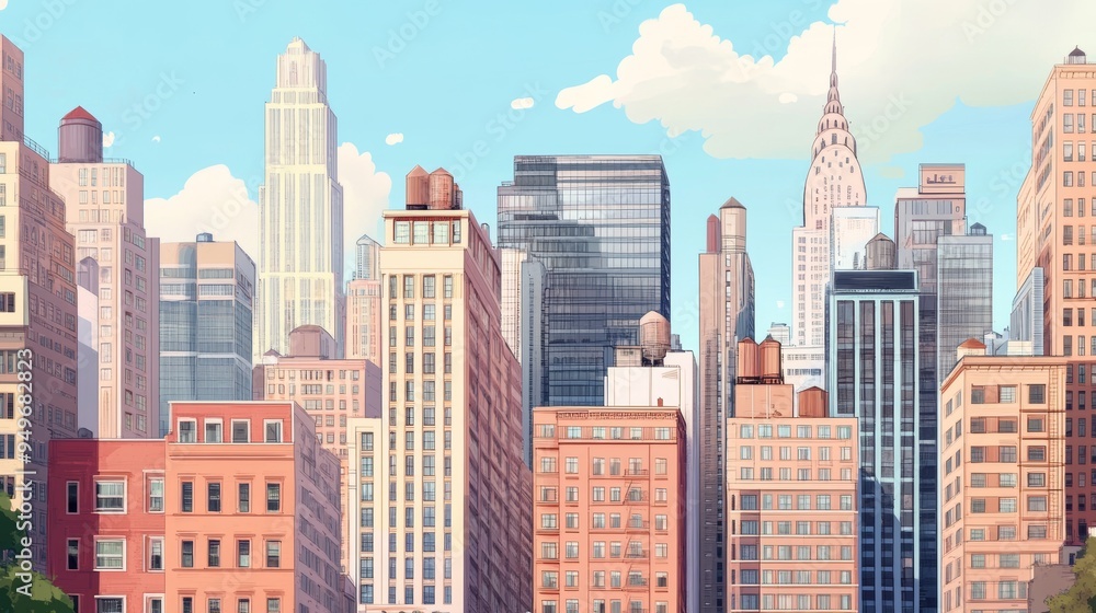 Fototapeta premium city buildings illustration