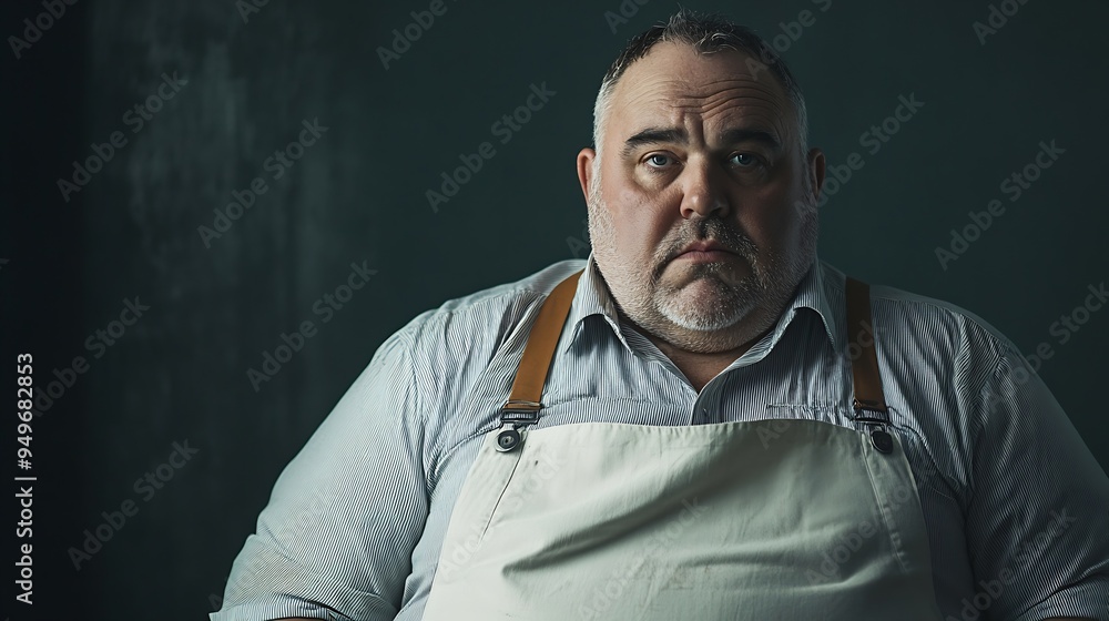 Obraz premium Diet and poor nutrition Funny fat man posing in the studio : Generative AI