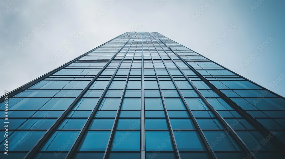 Photo of a Skyscraper with Modern Architectural Design, Featuring an Array of Windows. The Building's Sleek and Contemporary Facade Highlights Its Innovative Design and Urban Sophistication Photo of a Skyscraper with Modern Architectural Design, Featuring an Array of Windows. The Building's Sleek and Contemporary Facade Highlights Its Innovative Design and Urban Sophistication