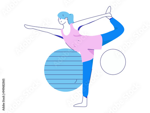 Practicing yoga, physical and mental health, flat vector character concept, operation hand drawn illustration
