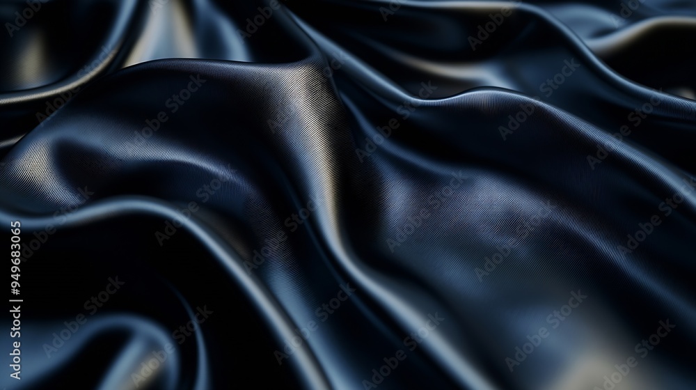 Fototapeta premium Black gray satin dark fabric texture luxurious shiny that is abstract silk cloth background with patterns soft waves blur beautiful : Generative AI
