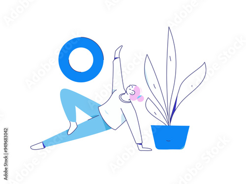 Practicing yoga, physical and mental health, flat vector character concept, operation hand drawn illustration
