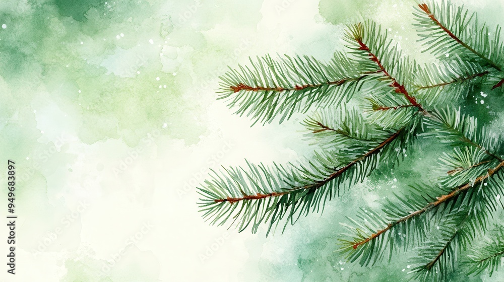 Fresh green pine branches create serene and calming atmosphere, perfect for seasonal themes. Fresh green pine branches create serene and calming atmosphere, perfect for seasonal themes.