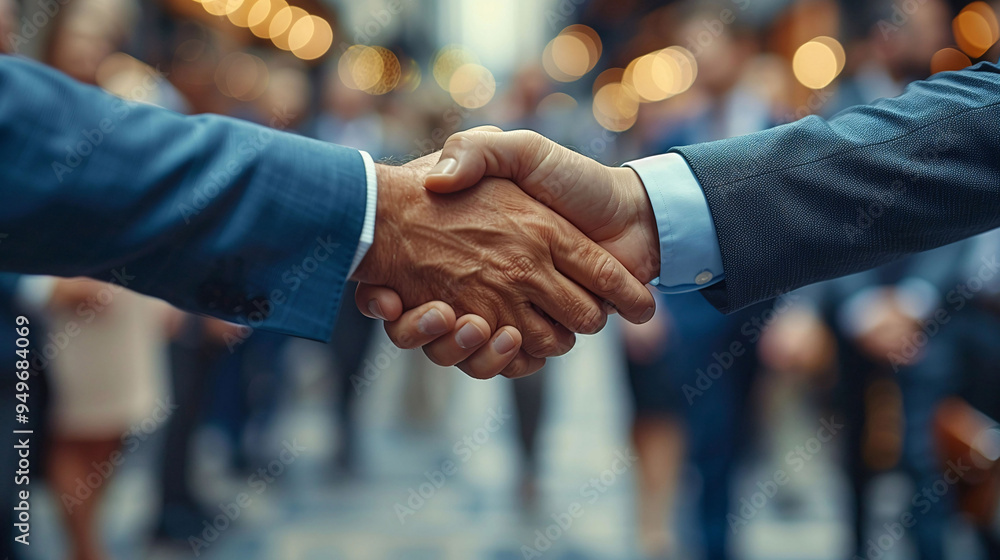 Businessmen Shaking Hands in a Professional Setting with Colleagues Applauding in the Background, Captured with Natural Lighting and Low Angle for a Dynamic Corporate Scene Businessmen Shaking Hands in a Professional Setting with Colleagues Applauding in the Background, Captured with Natural Lighting and Low Angle for a Dynamic Corporate Scene