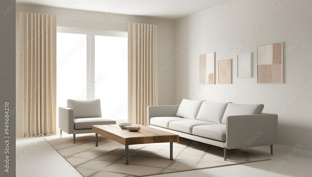 Fototapeta premium minimalist cozy white living room