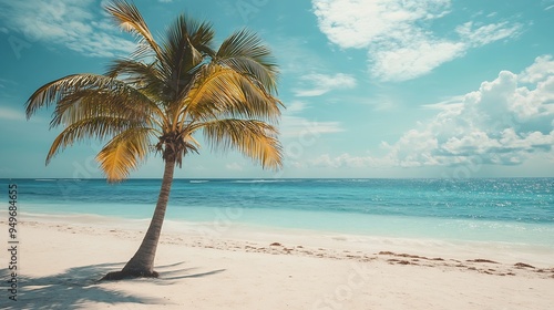 Amazing palmtree in Mexico on one of the beaches of Isla Mujeres The aqua blue water and white beach makes it such a beautiful place : Generative AI photo