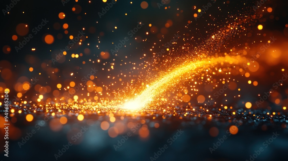 Abstract Sparkling Trail on Black Background Abstract Sparkling Trail on Black Background