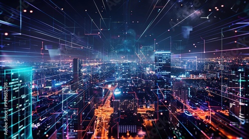 Wallpaper Mural Conceptual Art of Futuristic Cityscape with Glowing Skyscrapers Neon Lights and Advanced Techn
ology Reflecting a Visionary Imaginative and Innovative Torontodigital.ca