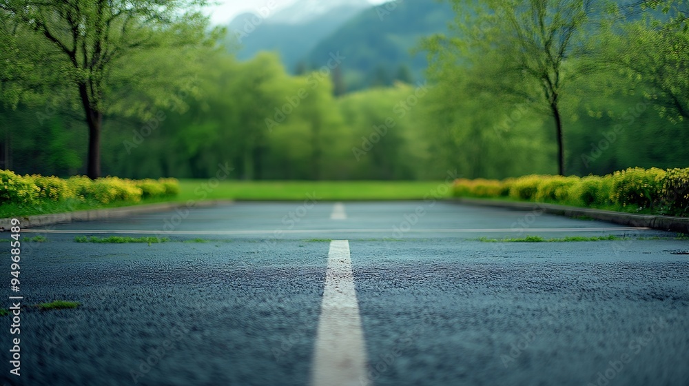 Fototapeta premium parking lot empty park spring : Generative AI