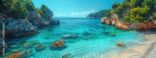 Ionian Sea Paradise A secluded cove with crystal-clear turquoise waters, white sandy beaches.