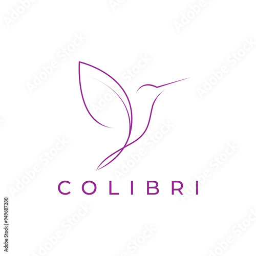 colibri bird flaying bird modern minimalist logo design vector