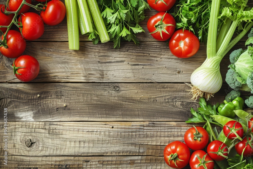 Fresh Vegetables on Wooden Background Fresh Vegetables on Wooden Background