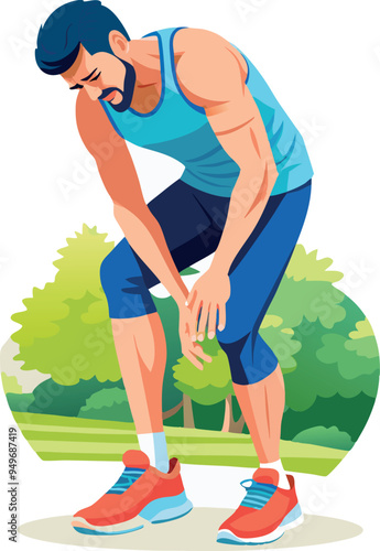 Young male runner suffering from a knee injury