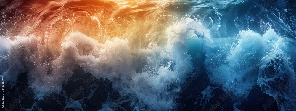 Ocean Moods Create a series of images capturing different moods of the ocean, such as calm, angry, or mysterious.