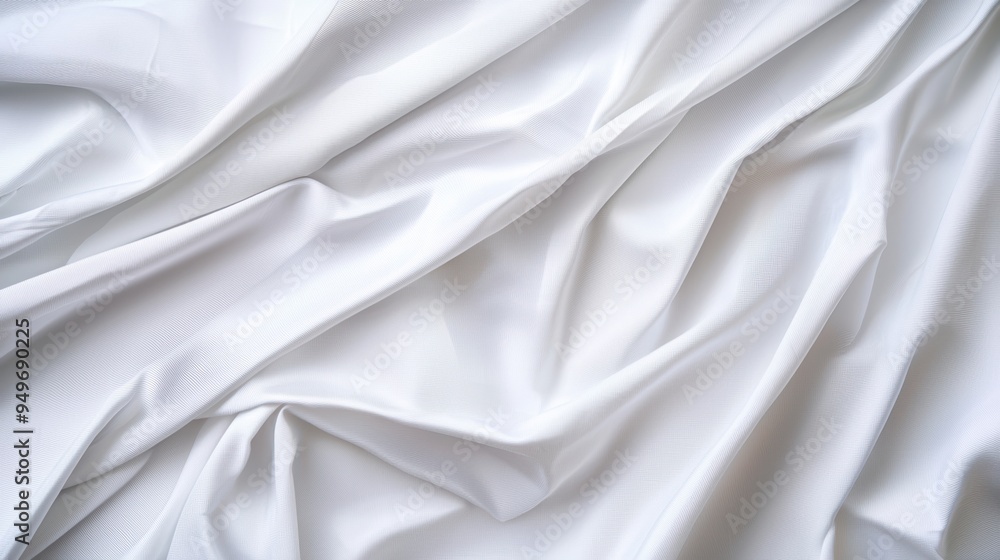 Elegant White Fabric in Soft Lighting with Gentle Folds and Waves Elegant White Fabric in Soft Lighting with Gentle Folds and Waves