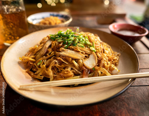 Char kway teow, hong kong style, in old hong kong style restaurant