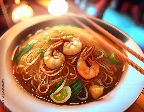 Char kway teow, hong kong style, in old hong kong style restaurant