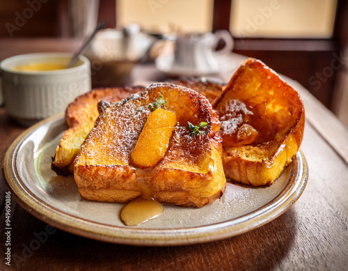 French toast, hong kong style, in a old hong kong style restaurant photo