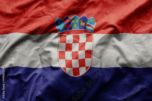 Φωτογραφία waving colorful realistic national flag of croatia .