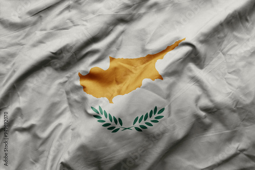 waving colorful realistic national flag of cyprus . photo