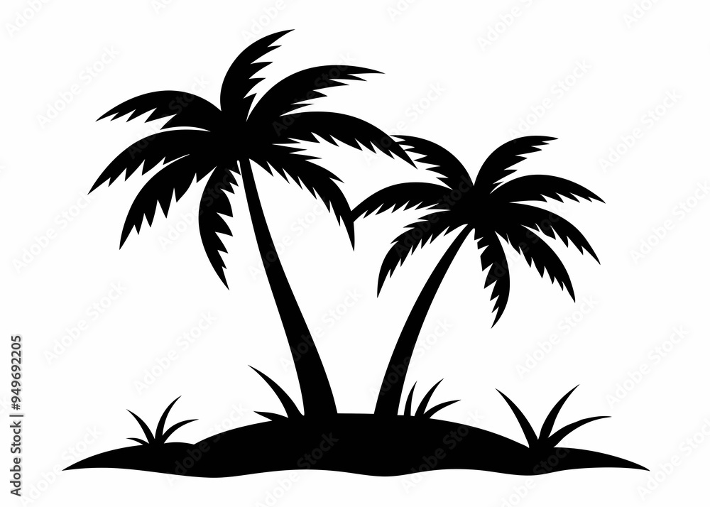 coconut Tree Silhouette image art for vector illustration on white background coconut Tree Silhouette image art for vector illustration on white background