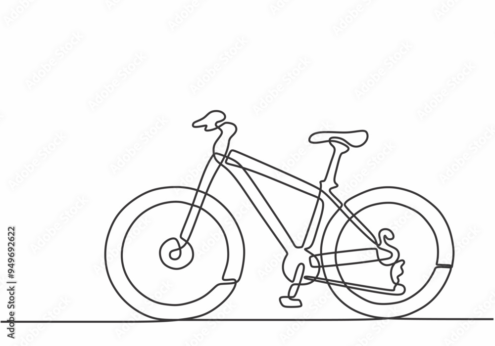 Continuous line vector bicycle design featuring sports and mountain bike outlines Continuous line vector bicycle design featuring sports and mountain bike outlines