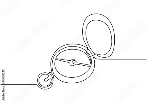 Minimalist compass continuous line drawing vector illustration