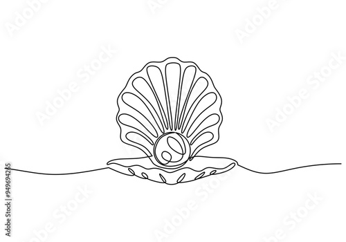 Elegant pearl nestled in a scalloped shell representing ocean beauty and treasures