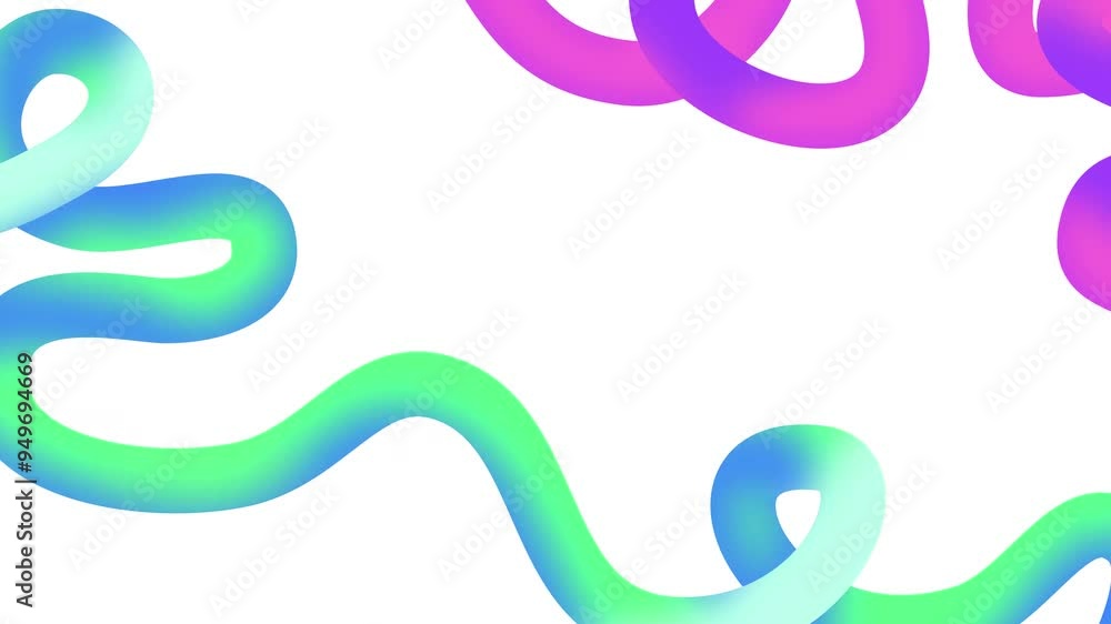Art Loop Video with Curved Wavy Worm-Like Lines in Motion – Festive Multicolor Rainbow Gradient on White Background Art Loop Video with Curved Wavy Worm-Like Lines in Motion – Festive Multicolor Rainbow Gradient on White Background