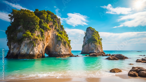 Fototapeta Naklejka Na Ścianę i Meble -  Landscape beautiful tropical beaches and islands in the sea