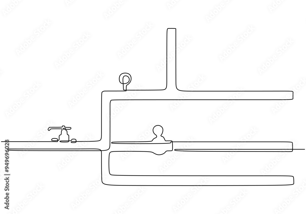 Obraz premium Minimalist Vector Illustration of an Oil Pipeline in Continuous Line Design