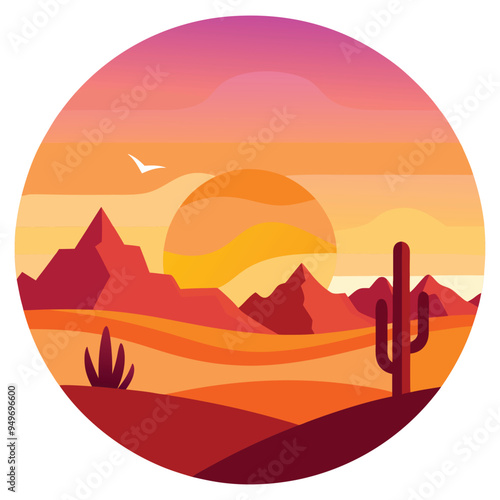 Vector, Sunset in the Dessert