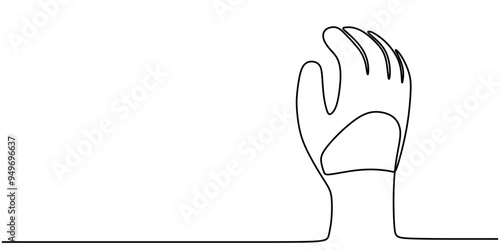 Continuous line vector illustration of safety gloves highlighting functionality and design