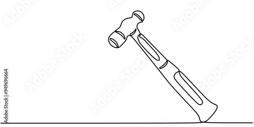 Continuous line vector illustration of a hammer showcasing its design and functionality