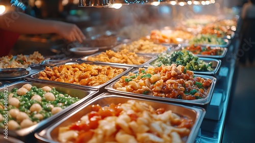 Obraz na płótnie Colorful delicious buffet in Chinese restaurant : Generative AI