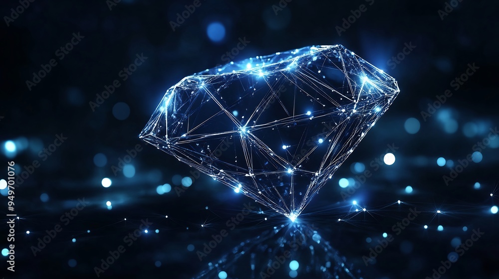 Abstract Digital Diamond with Glowing Lights Abstract Digital Diamond with Glowing Lights