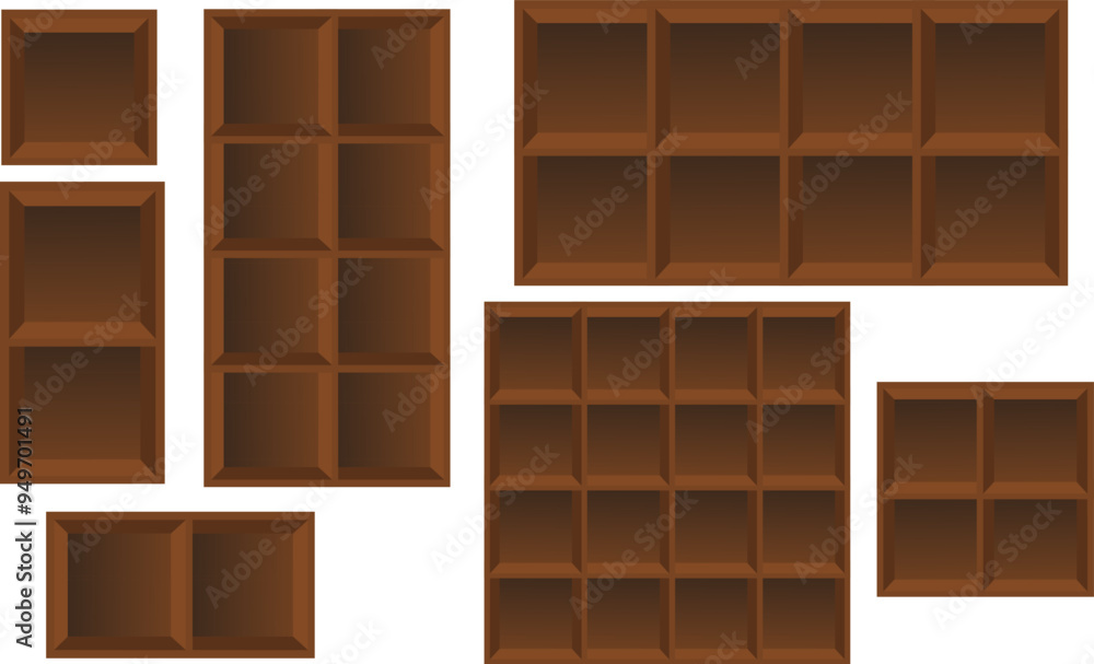 3d brown Floating shelves on a white wall background
3d brown Floating shelves on a white wall background