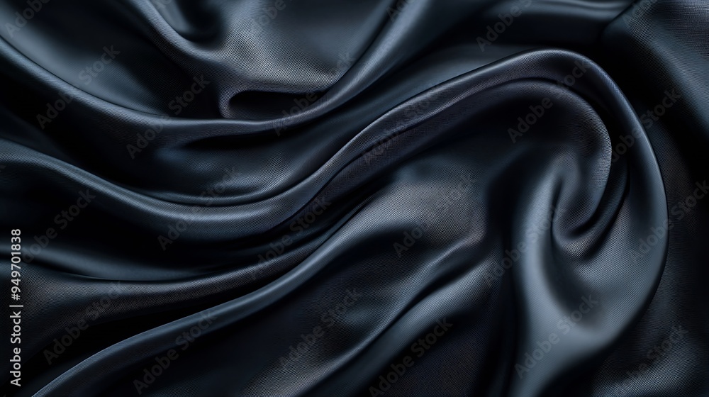Processed collage of smooth elegant wavy deep black silk cloth fabric material texture Background for banner backdrop or texture for 3D mapping : Generative AI Processed collage of smooth elegant wavy deep black silk cloth fabric material texture Background for banner backdrop or texture for 3D mapping : Generative AI