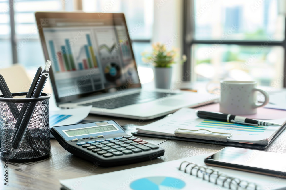 accountant might use in their daily work, modern office environment