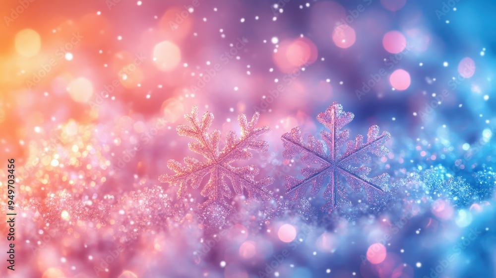 Serene Winter Wonderland - Pastel Background with Bokeh Lights and Delicate Snowflakes for a Dreamy Atmosphere Serene Winter Wonderland - Pastel Background with Bokeh Lights and Delicate Snowflakes for a Dreamy Atmosphere