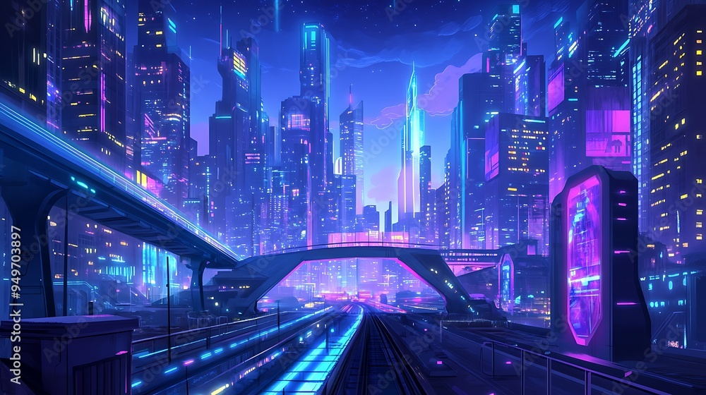 Cyberpunk Cityscape with Vibrant Lights and Futuristic Architecture Cyberpunk Cityscape with Vibrant Lights and Futuristic Architecture