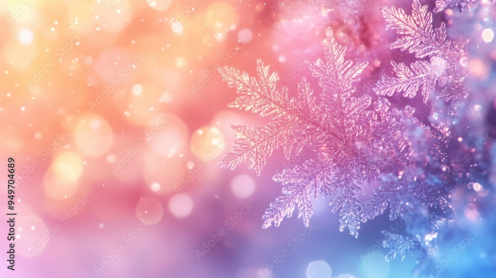 Serene Pastel Background with Delicate Snowflakes and Soft Bokeh Lights Serene Pastel Background with Delicate Snowflakes and Soft Bokeh Lights
