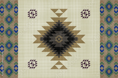 Navajo tribal vector seamless pattern. Native American ornament. Ethnic South Western decor style. Boho geometric ornament. Vector seamless pattern. Mexican blanket, rug. Woven carpet illustrat