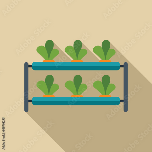 Vertical hydroponic farm system growing vegetables in a greenhouse