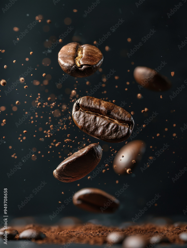 Aesthetic falling coffee beans background Aesthetic falling coffee beans background